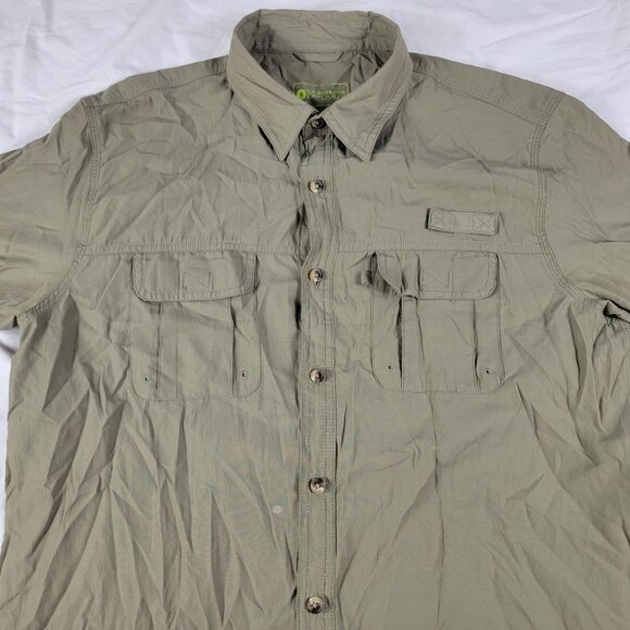 GH Bass Co Explorer Mens Large Olive Green Shirt Short Sleeve Button Down Hiking - Picture 3 of 11
